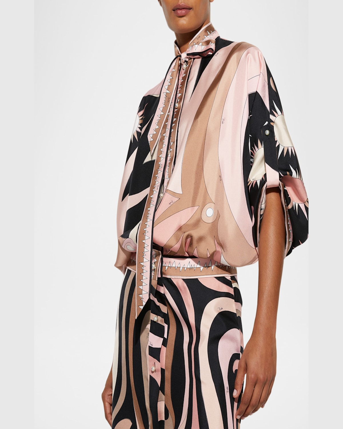Pucci Mini Dress With Asymmetric Sleeves In Nude