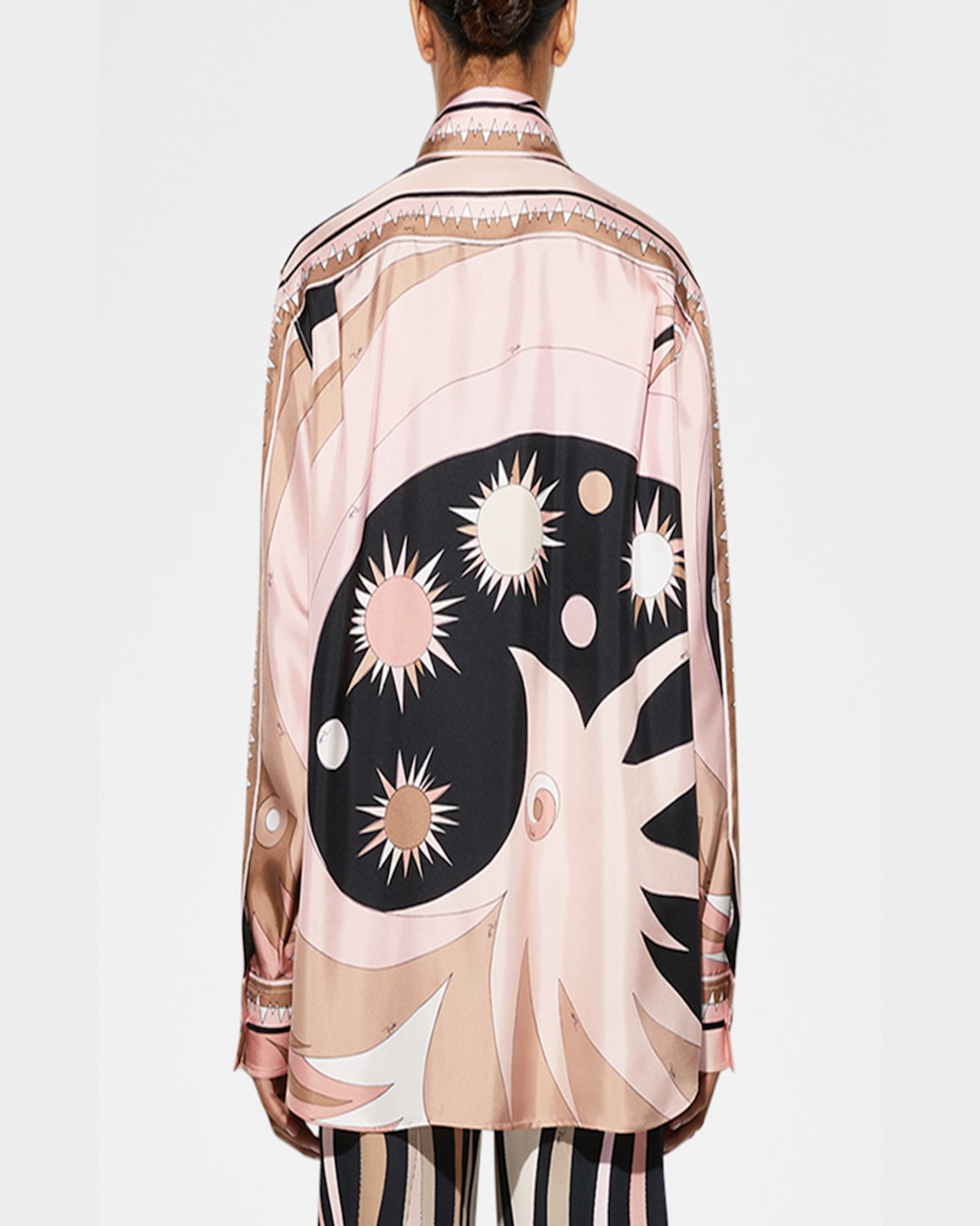 Pucci Stella Print Silk Oversized Shirt In Nude