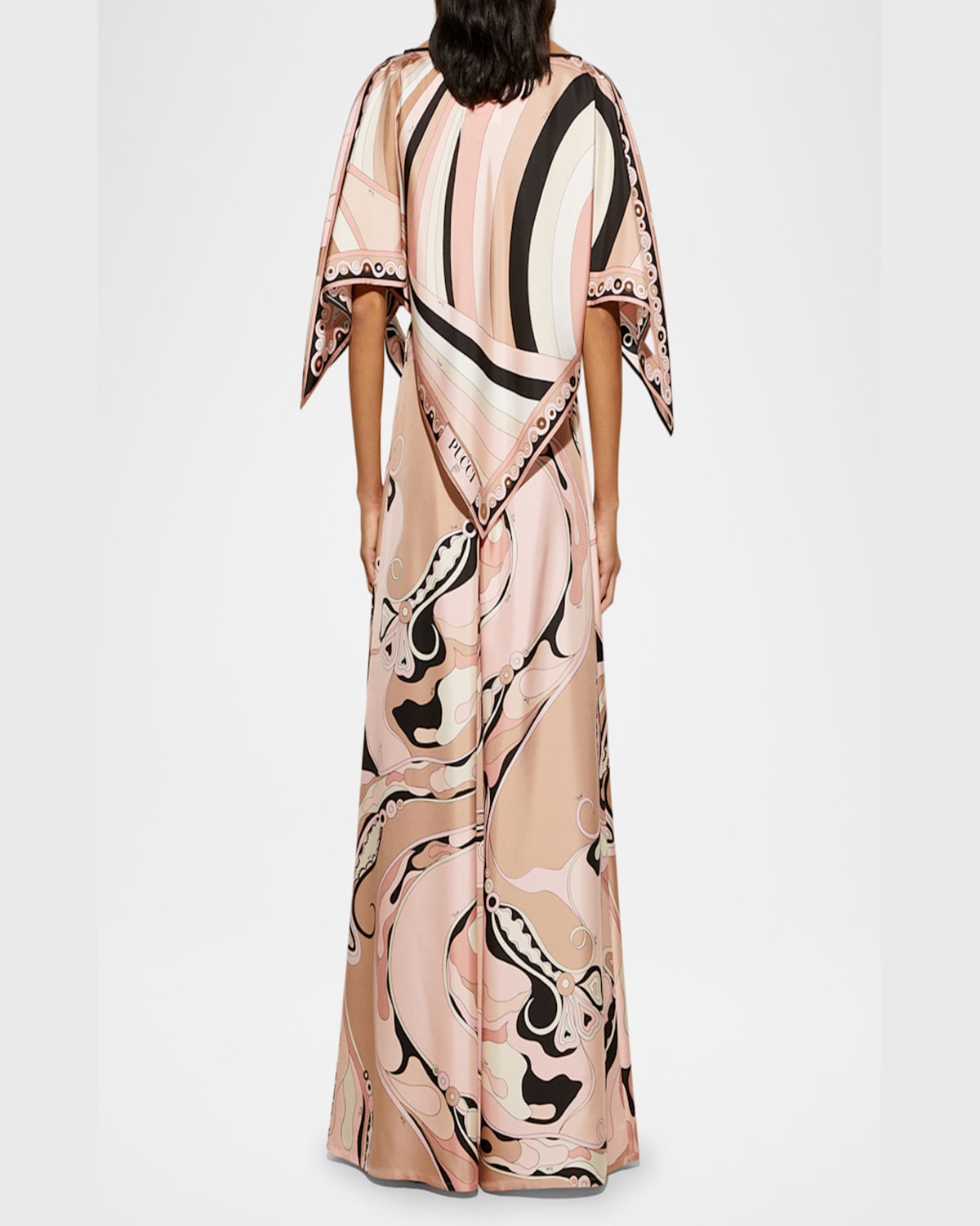 Pucci Orchidee Print Silk Twill Wide-leg Pants In Nude