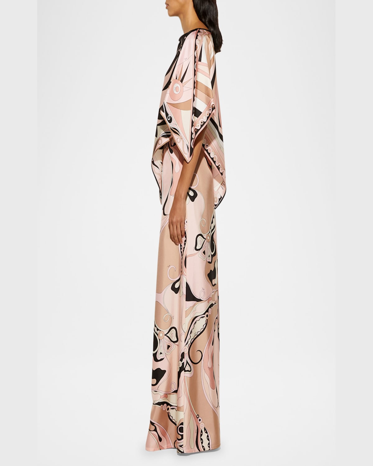 Pucci Orchidee Print Silk Twill Wide-leg Pants In Nude