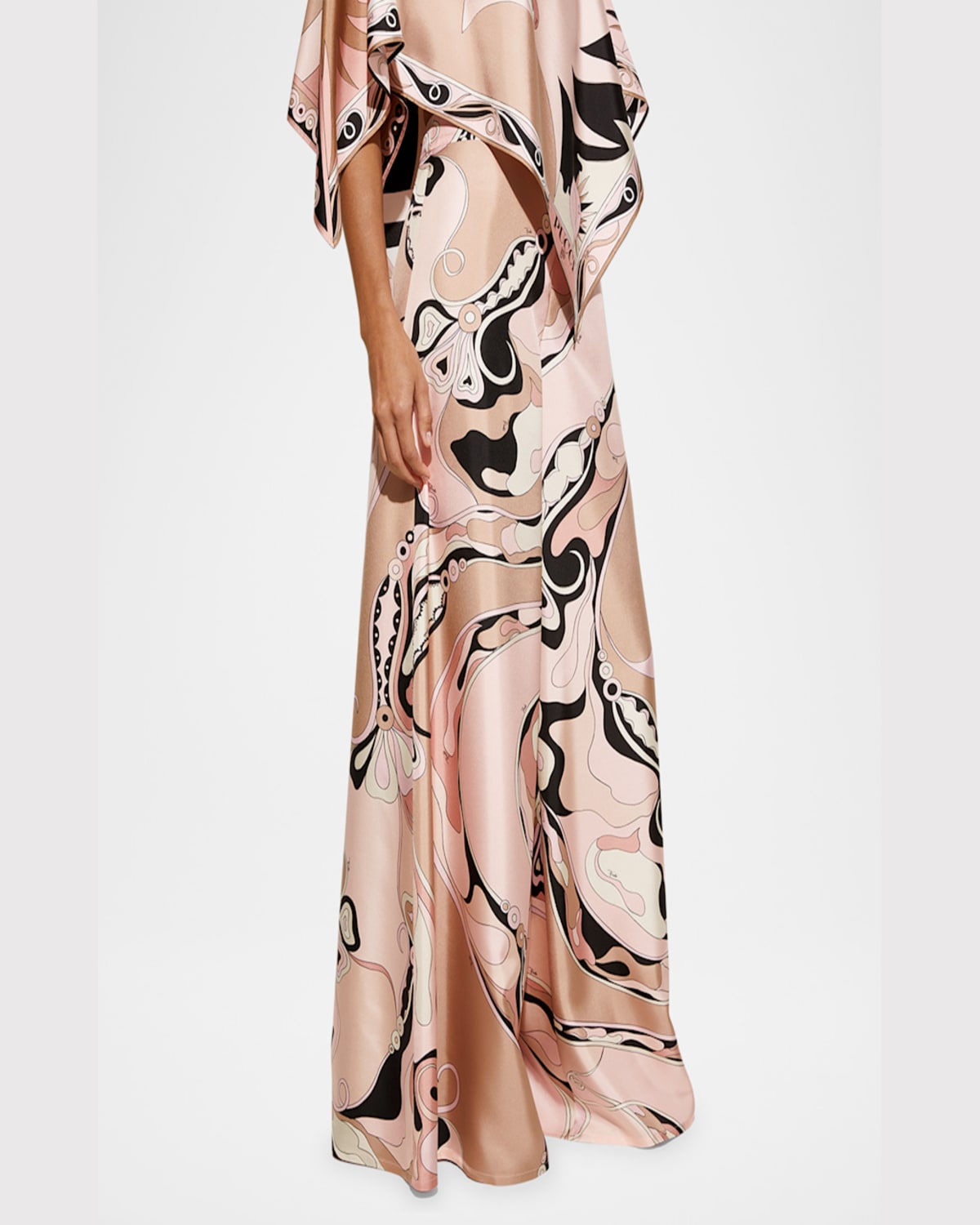 Pucci Orchidee Print Silk Twill Wide-leg Pants In Nude