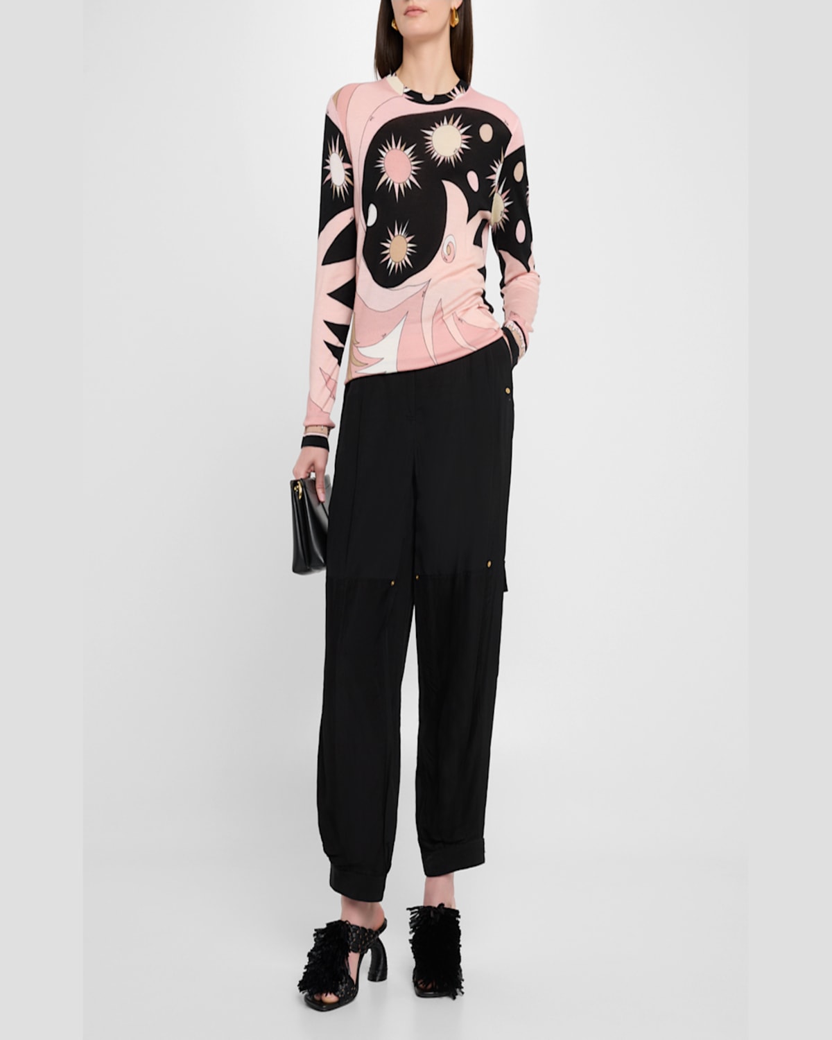 Pucci Ls Crewneck In Nude/nero