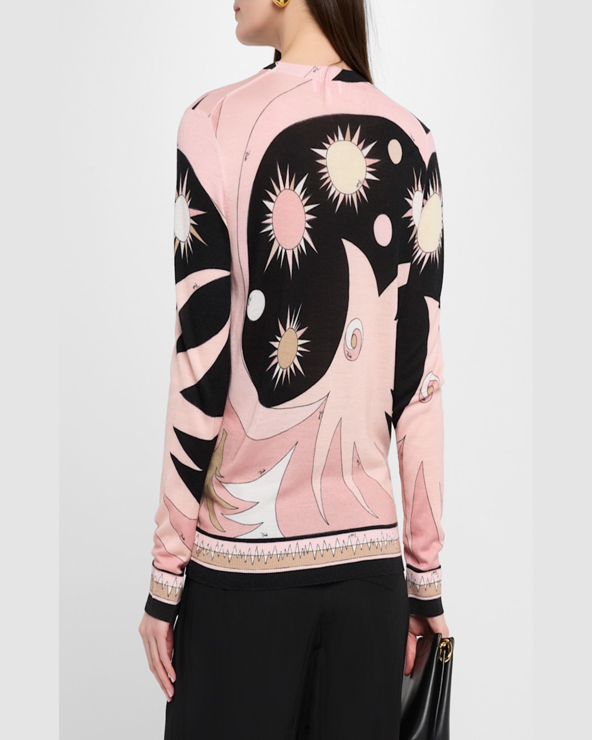 Pucci Ls Crewneck In Nude/nero