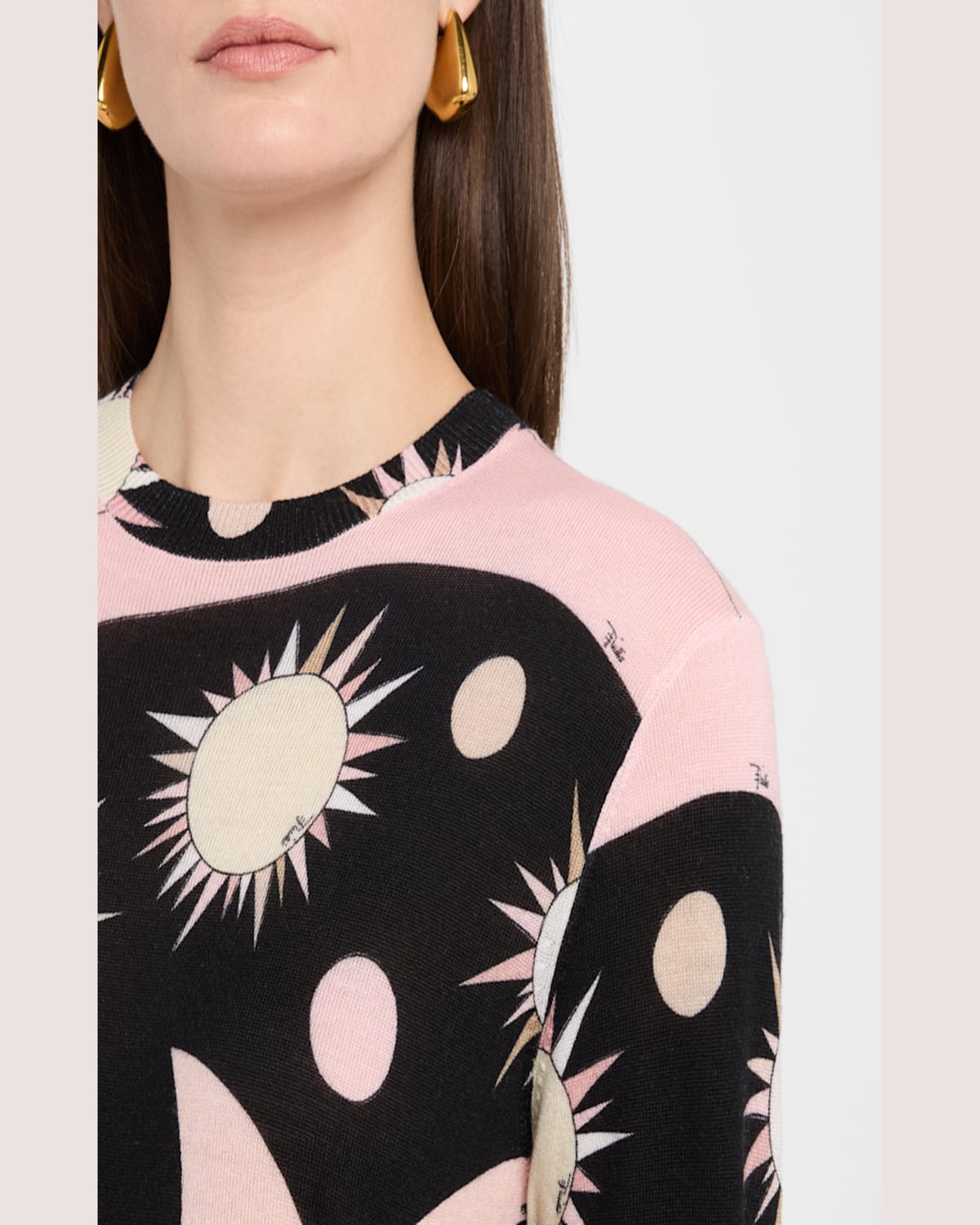 Pucci Ls Crewneck In Nude/nero