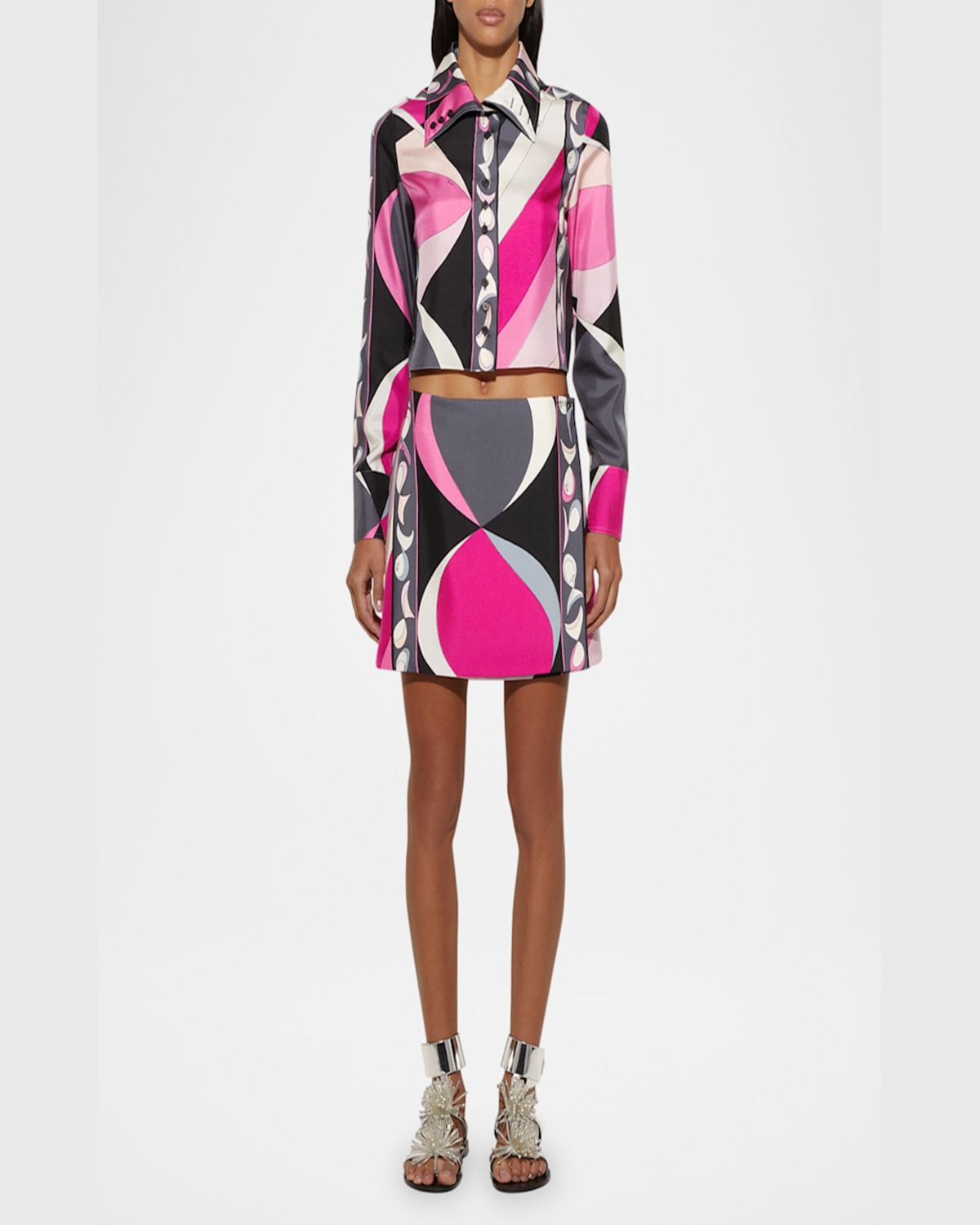 PUCCI PESCI PRINT SILK TWILL MINI WRAP SKIRT