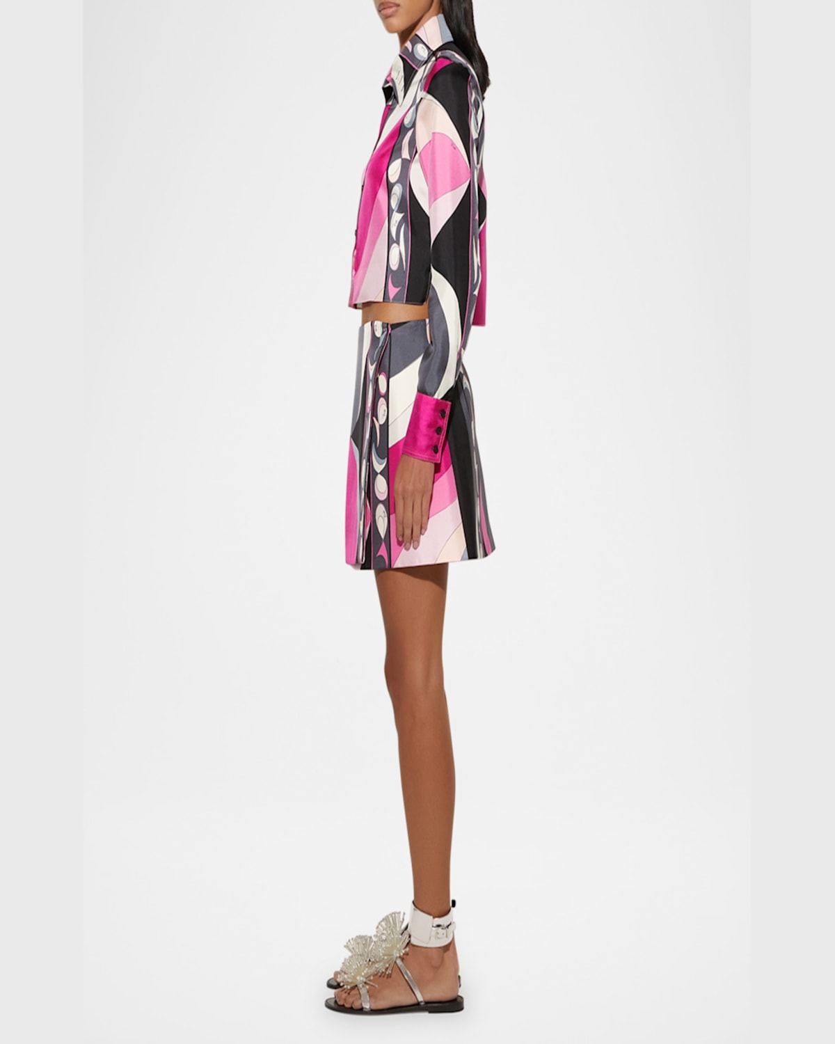 PUCCI PESCI PRINT SILK TWILL MINI WRAP SKIRT