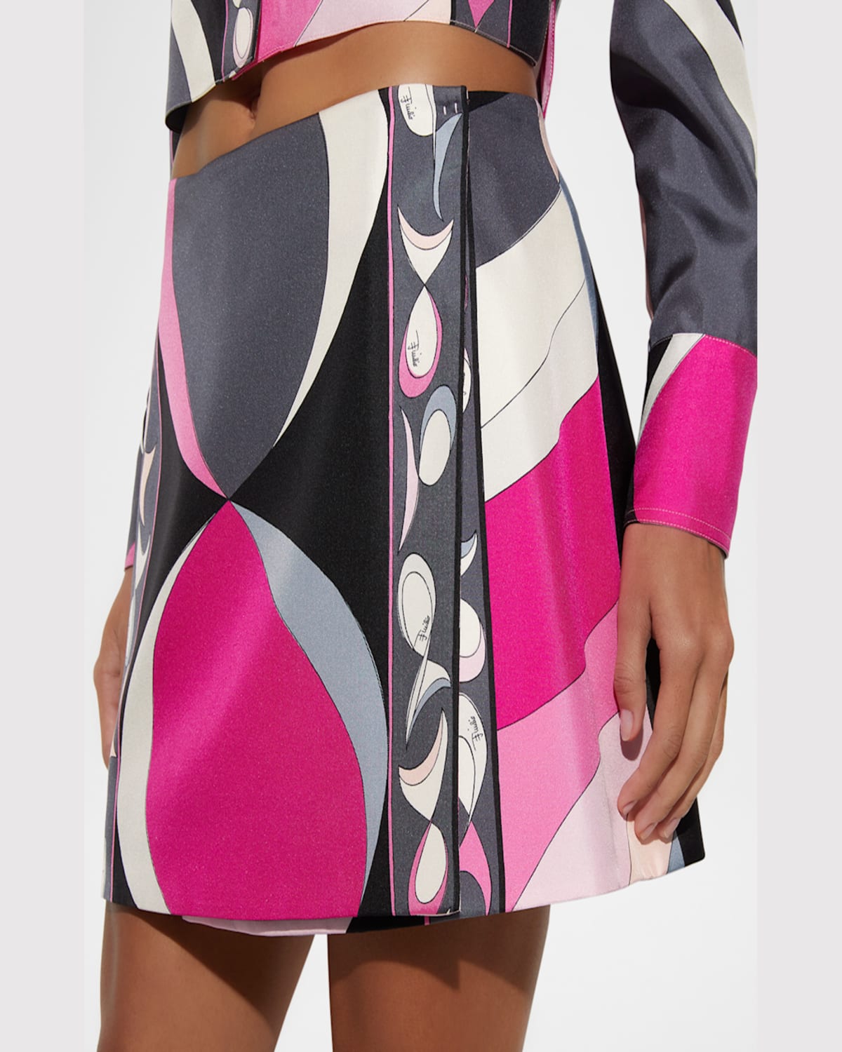 PUCCI PESCI PRINT SILK TWILL MINI WRAP SKIRT