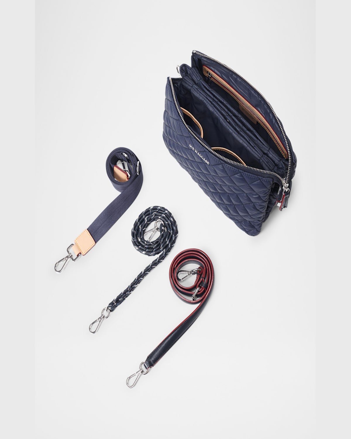 Mz Wallace Crosby Pippa Large Quilted Crossbody Bag In Navy