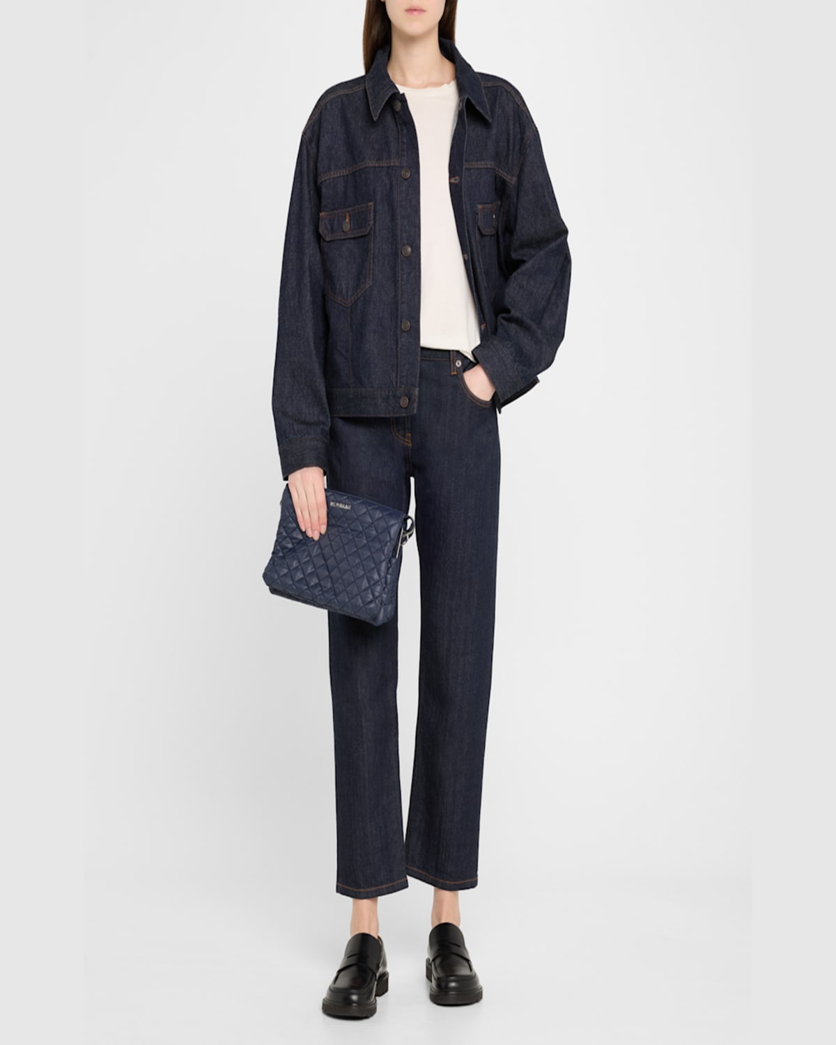 Mz Wallace Crosby Pippa Large Quilted Crossbody Bag In Navy