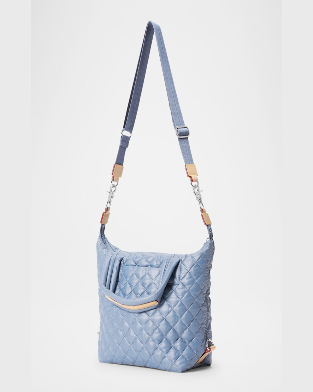 Mz Wallace Sutton Deluxe Small Quilted Crossbody Bag In Stone Blue