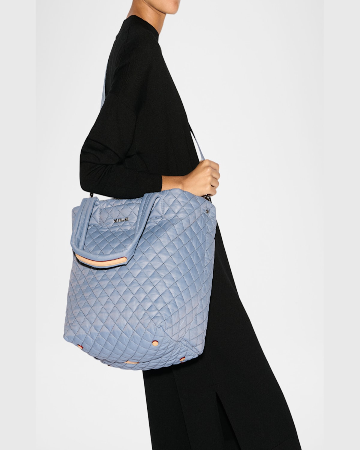 Mz Wallace Metro Deluxe Medium Quilted Tote Bag In Stone Blue