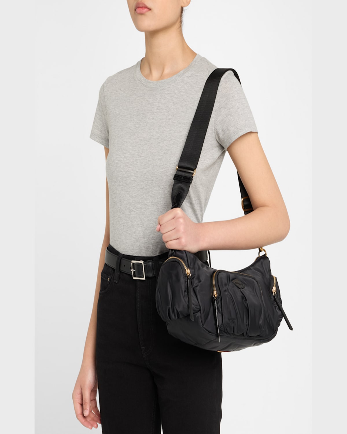 Mz Wallace Medium Chelsea Nylon Shoulder Bag In Black