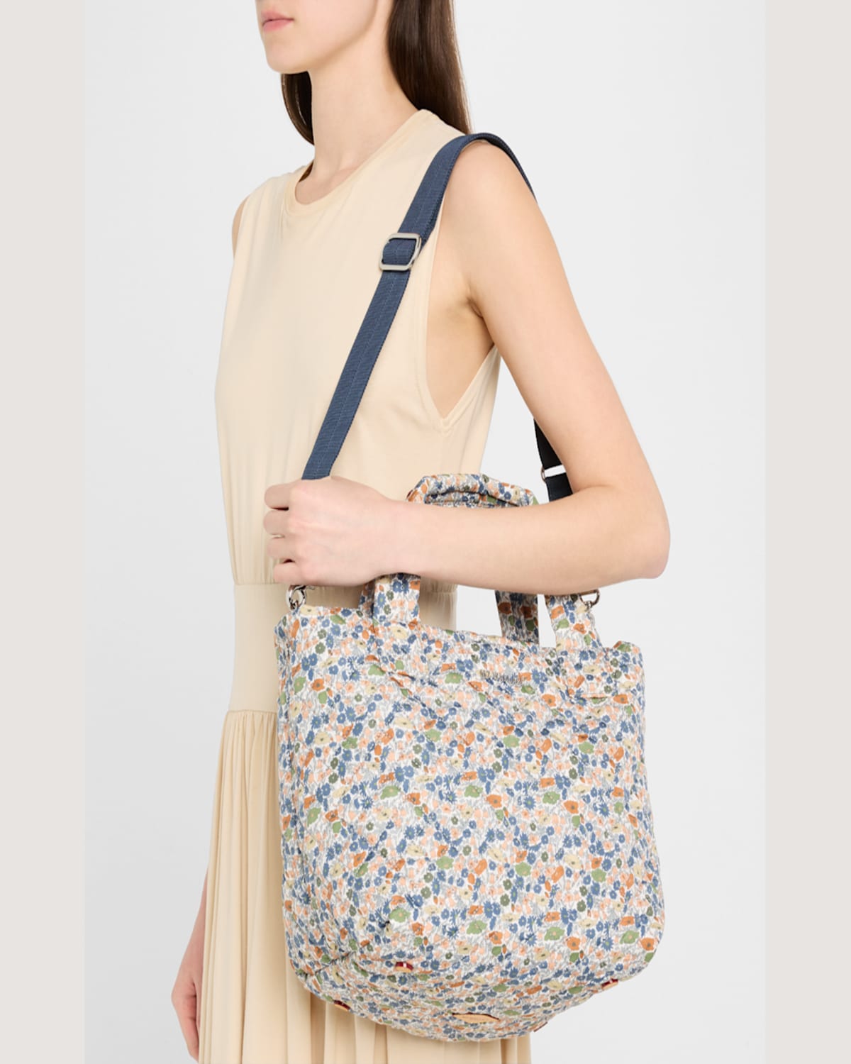 MZ WALLACE METRO DELUXE FLOWER QUILTED TOTE BAG 