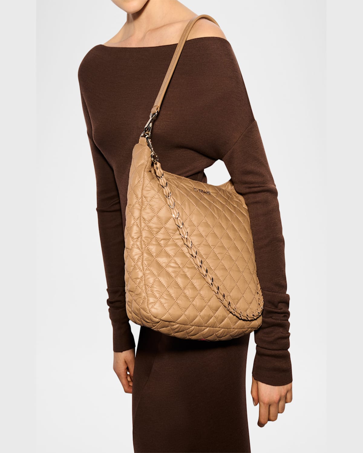 MZ WALLACE CROSBY QUILTED NYLON HOBO BAG 