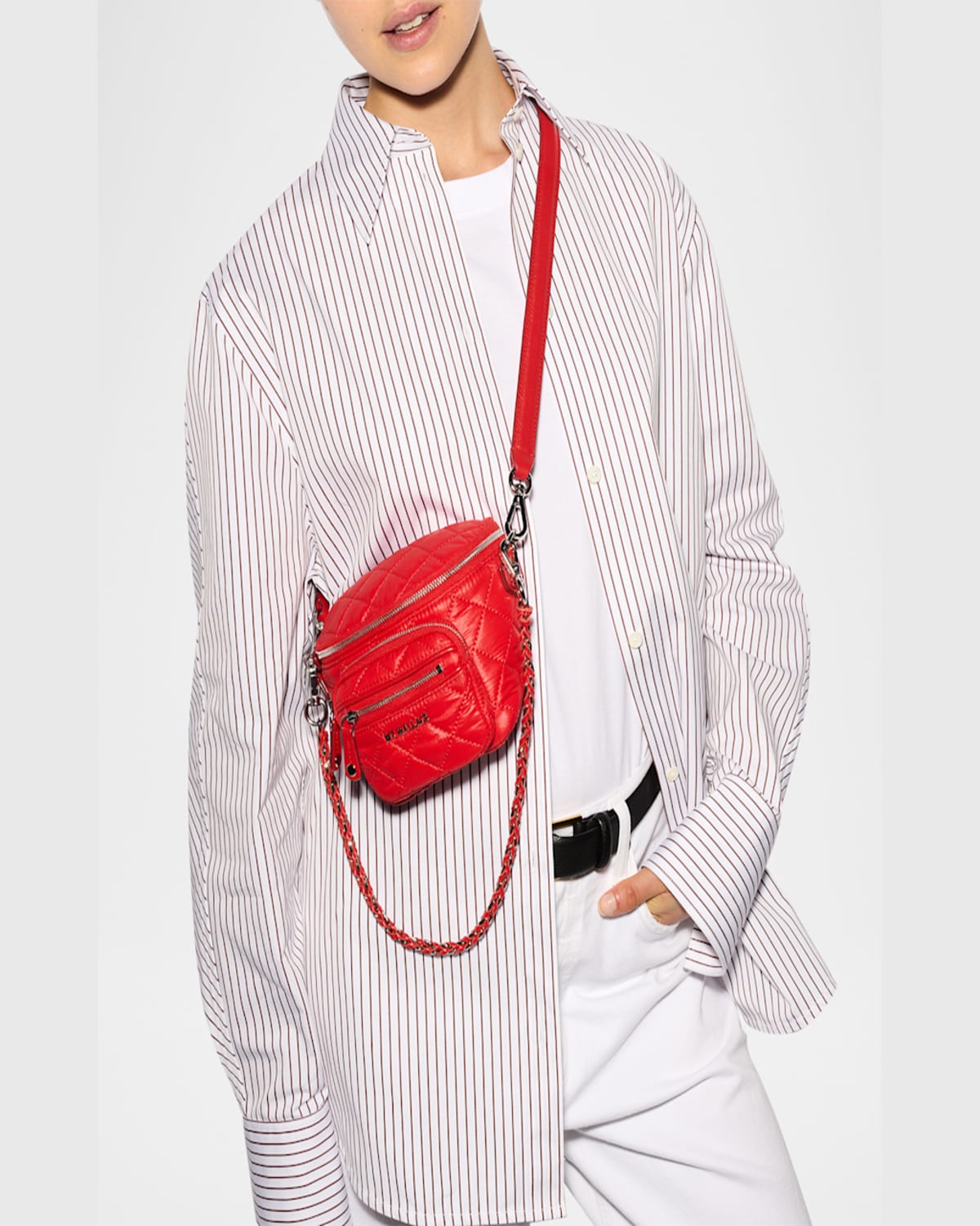 Shop Mz Wallace Crosby Micro Sling Quilted Crossbody Bag In Bright Cherry