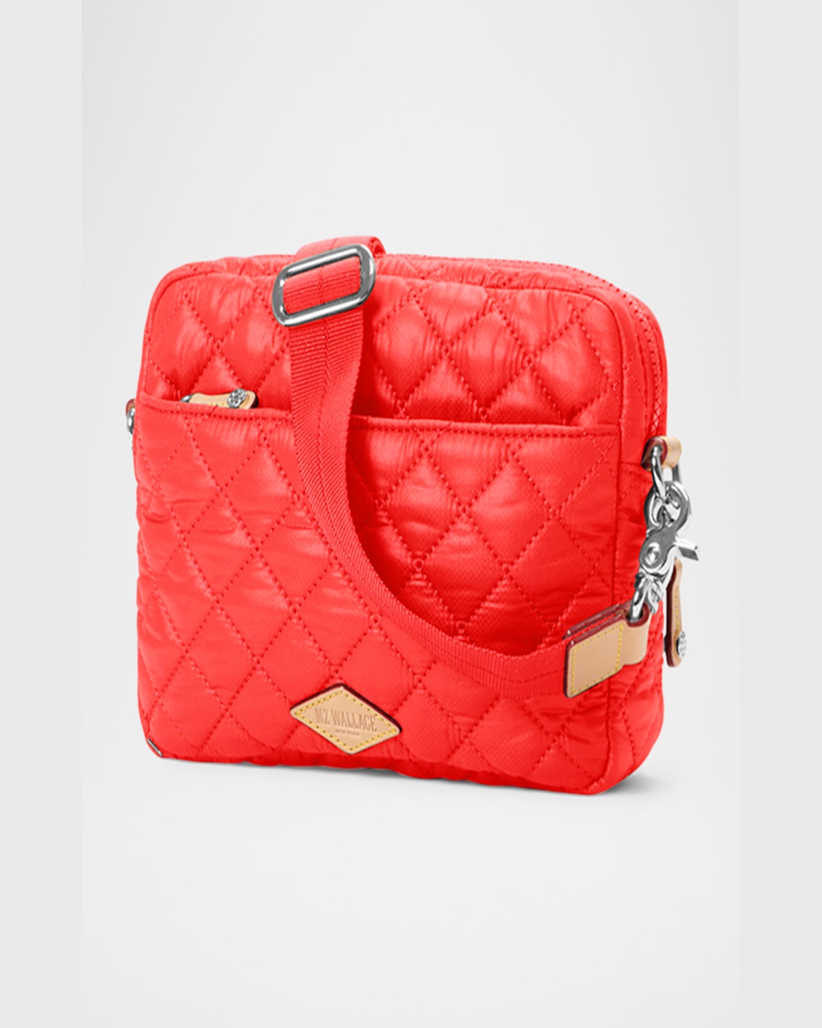 Mz Wallace Metro Small Quilted Camera Crossbody Bag In Bright Cherry