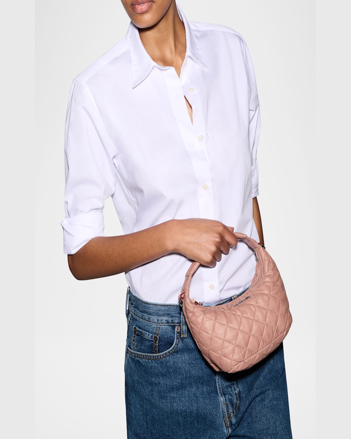 MZ WALLACE METRO MINI QUILTED HOBO CROSSBODY BAG 