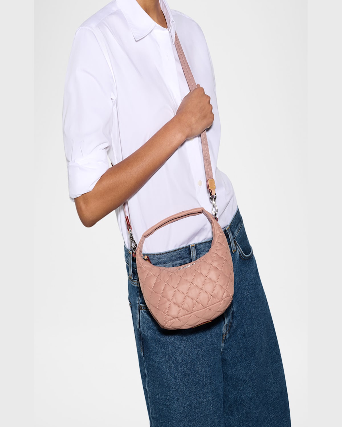 MZ WALLACE METRO MINI QUILTED HOBO CROSSBODY BAG 