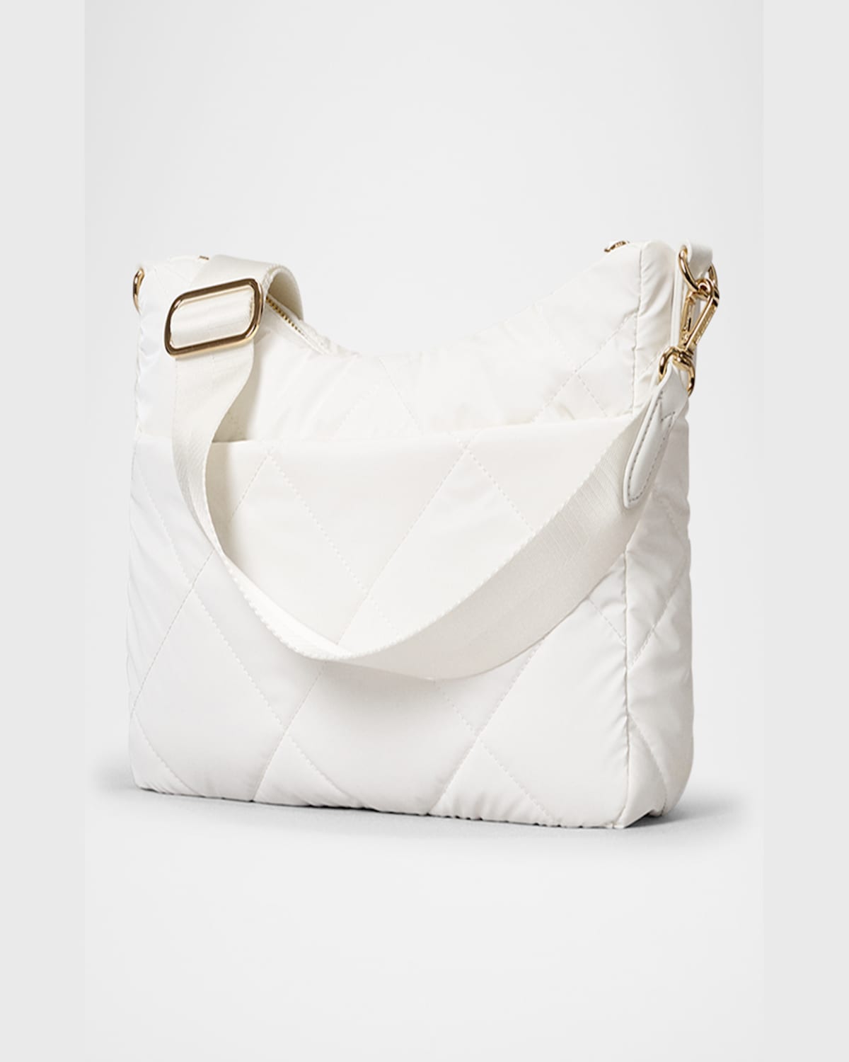 Mz Wallace Madison Uptown Quilted Nylon Crossbody Bag In White