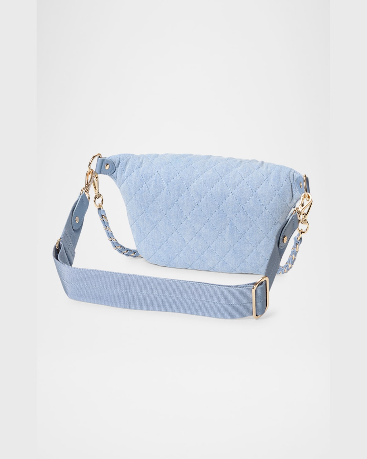 Mz Wallace Crosby Small Quilted Sling Crossbody Bag In Light Denim