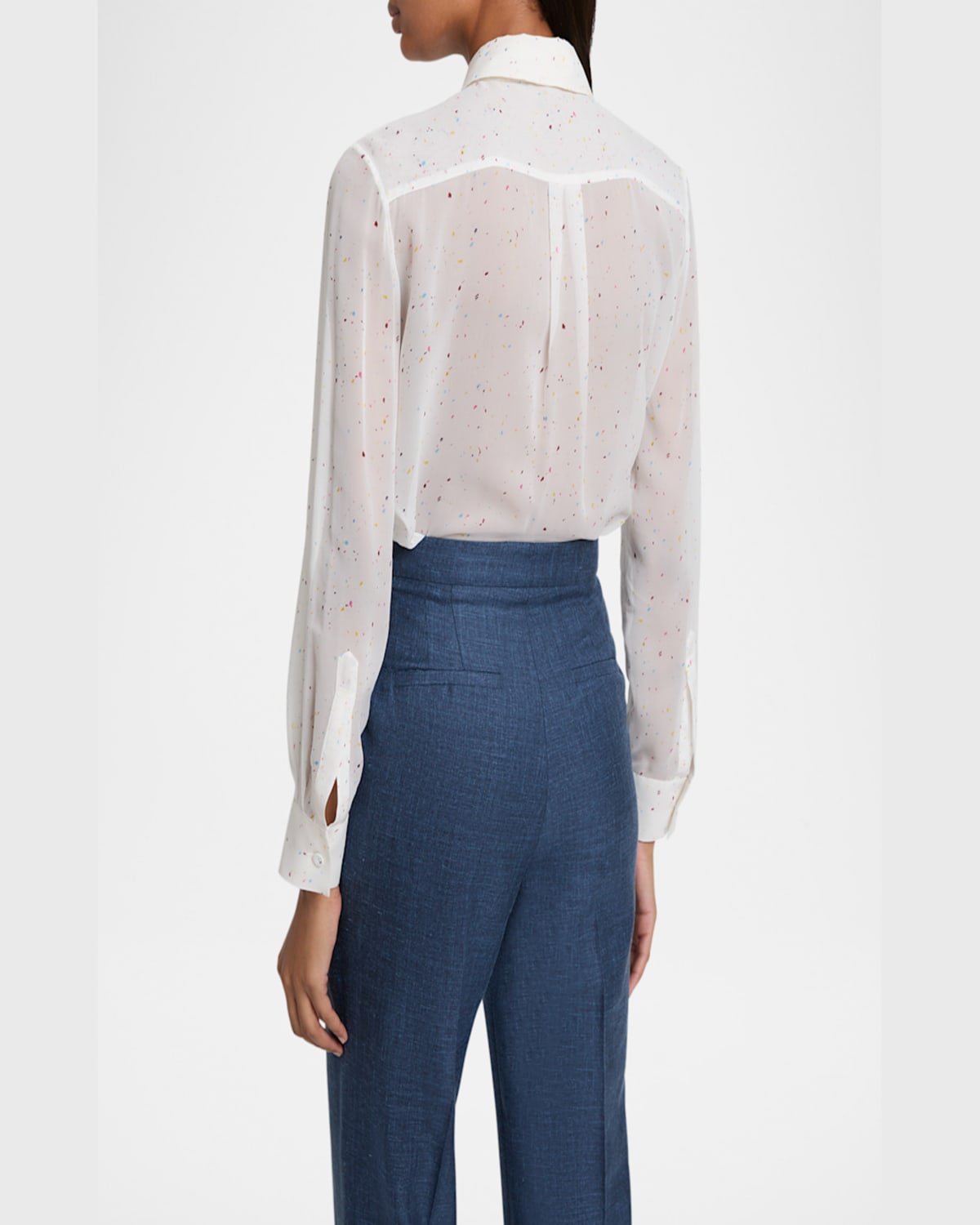 GABRIELA HEARST HENRI SPECKLED SILK BUTTON-DOWN BLOUSE 