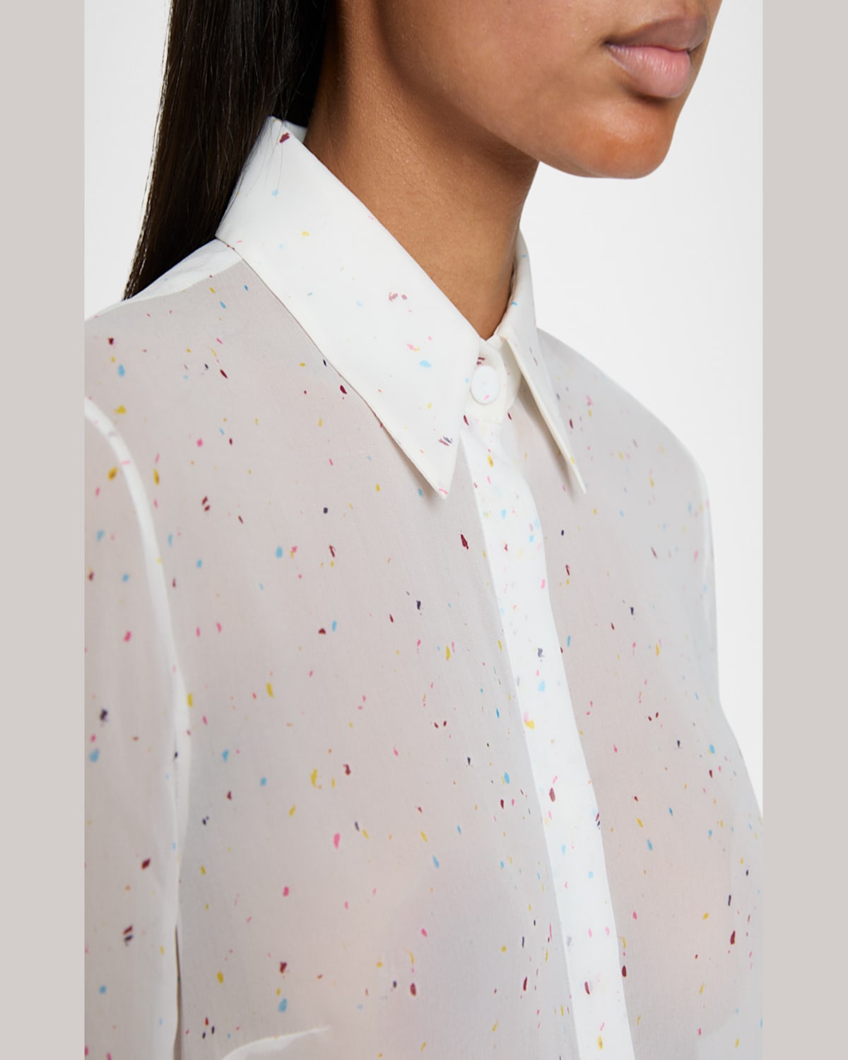 GABRIELA HEARST HENRI SPECKLED SILK BUTTON-DOWN BLOUSE 