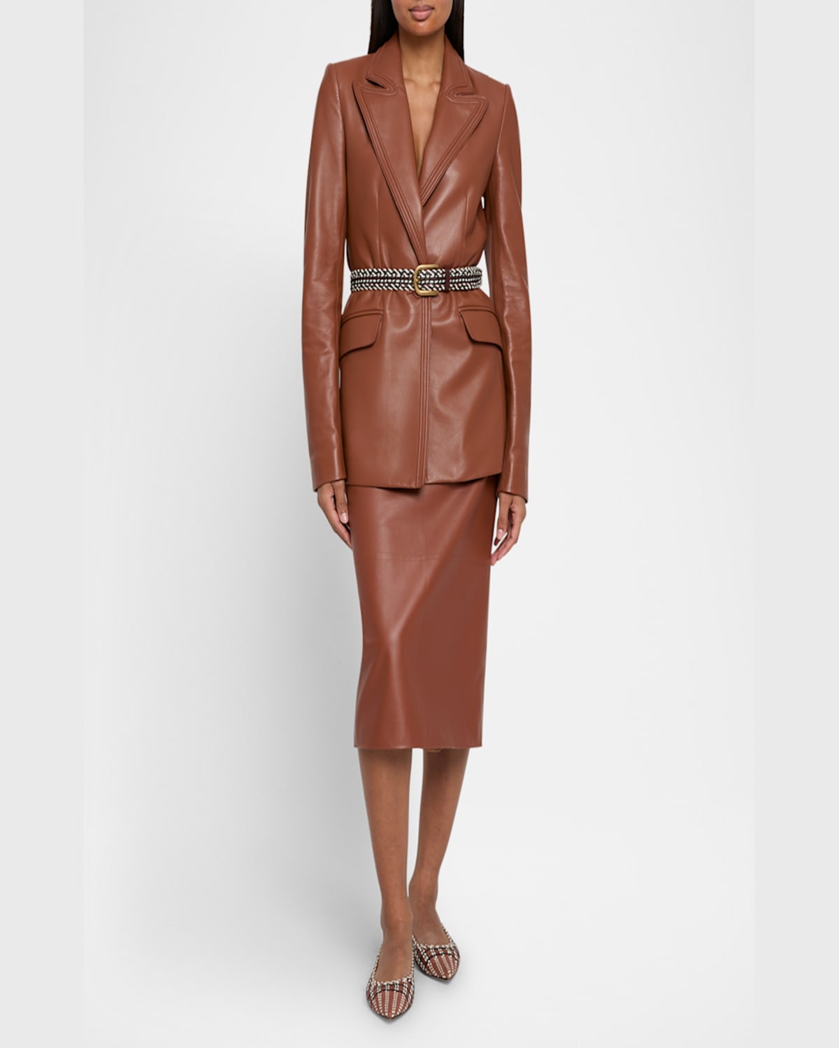 Gabriela Hearst Isara Leather Single-breasted Blazer In Cognac