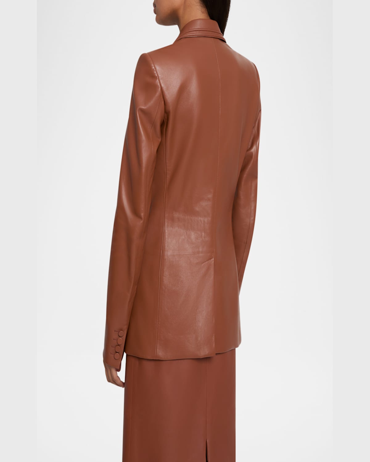 Gabriela Hearst Isara Leather Single-breasted Blazer In Cognac