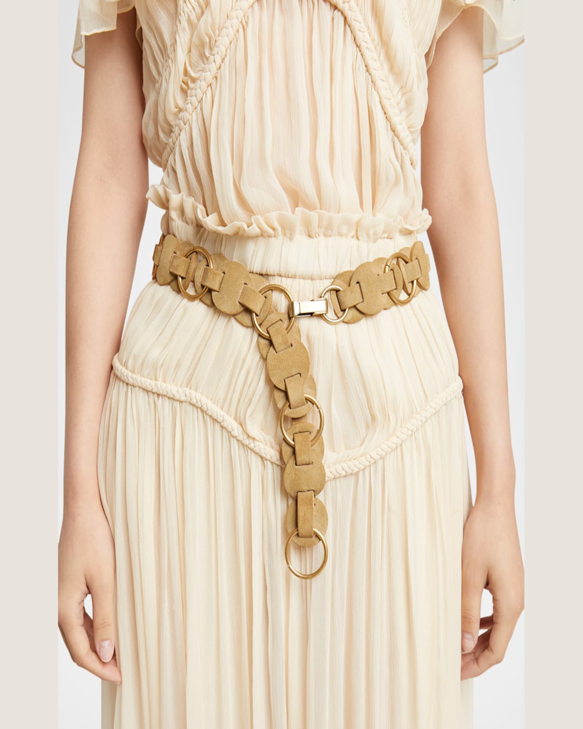 Isabel Marant Lota Circular Suede Belt In Beige