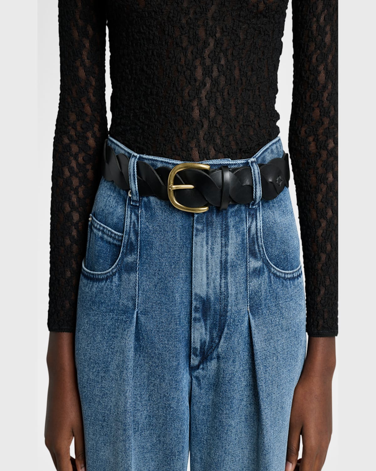 Isabel Marant Zigza Belt In Black Silver