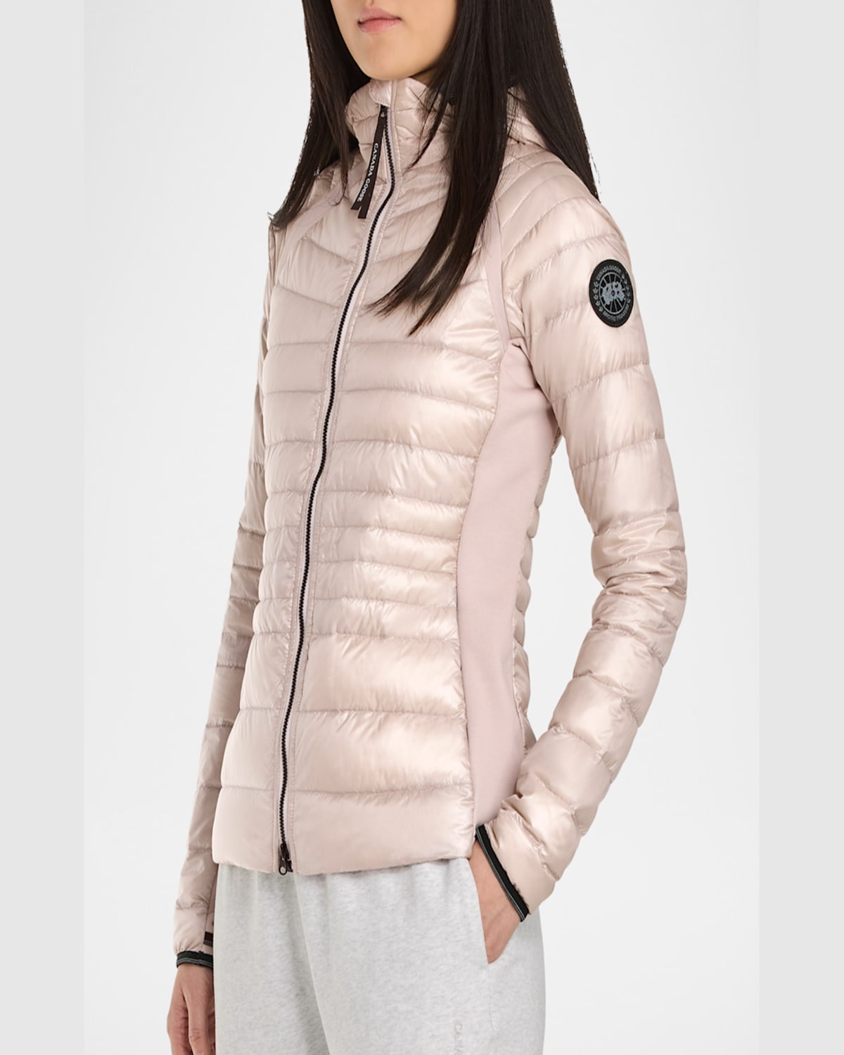 Shop Canada Goose Hybridge Lite Tech Down Hoodie Jacket In Lucent Rose