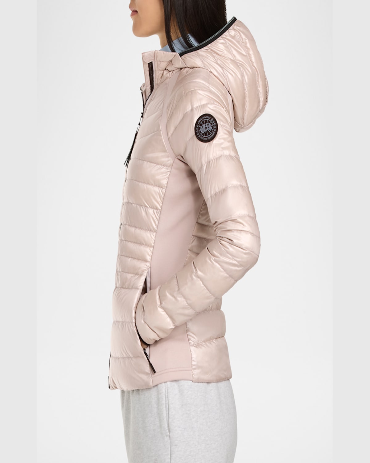 Shop Canada Goose Hybridge Lite Tech Down Hoodie Jacket In Lucent Rose