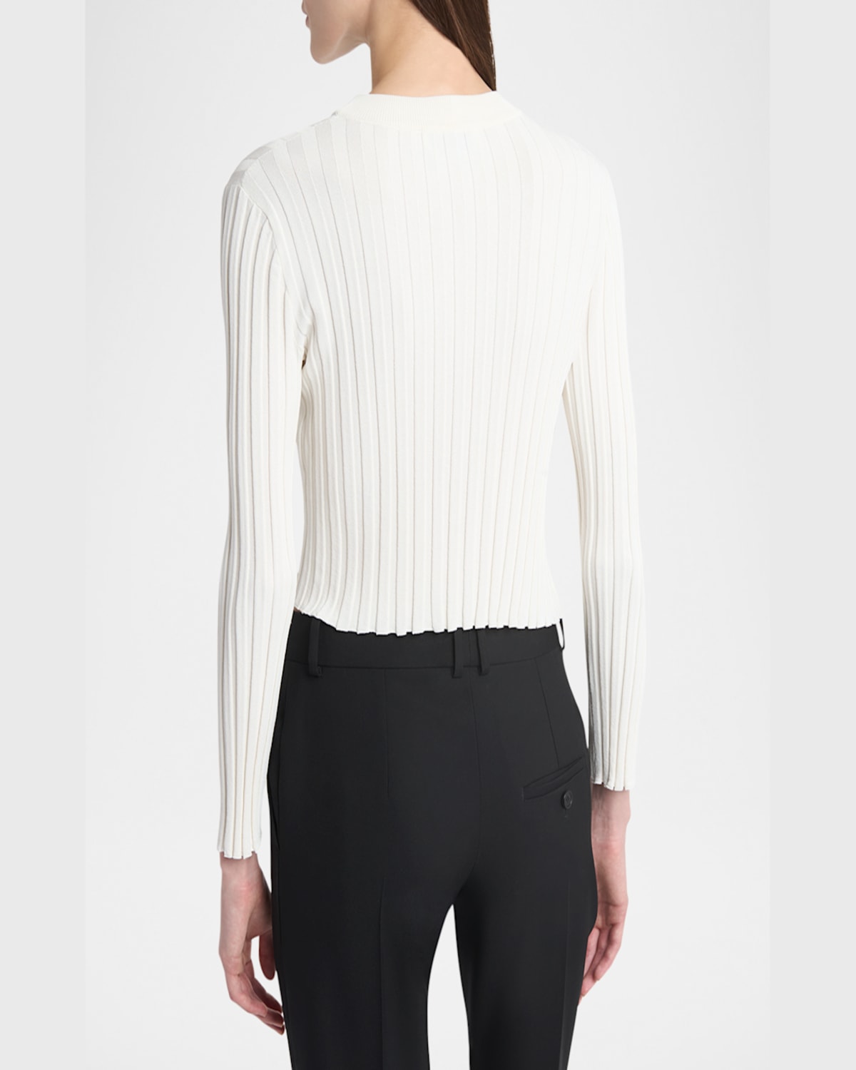 Alexander Mcqueen Mcqueen Asymmetric Ruffle Detail Rib Sweater In Ivory