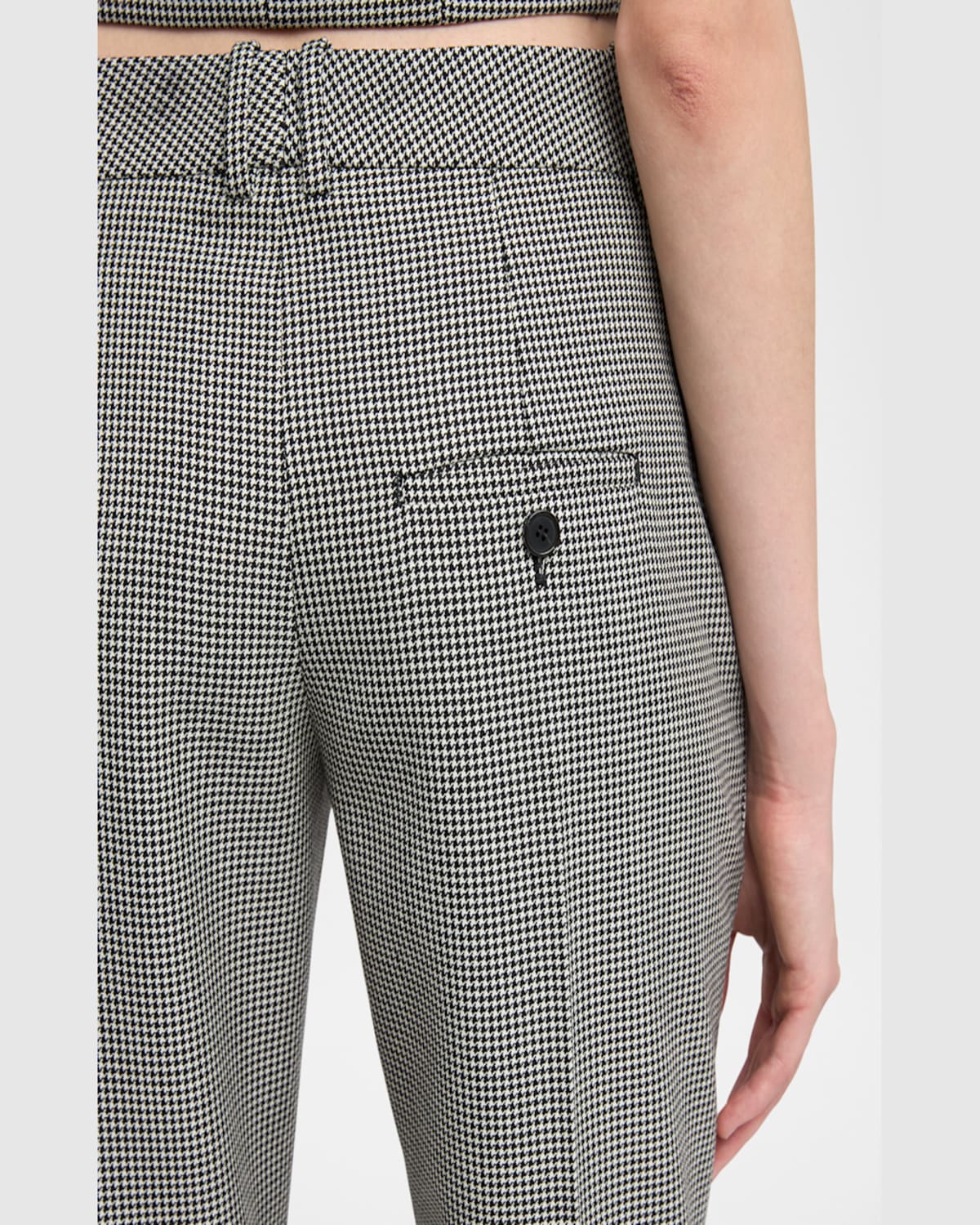 Alexander Mcqueen Houndstooth Kickflare Ankle Trousers In Leadivory