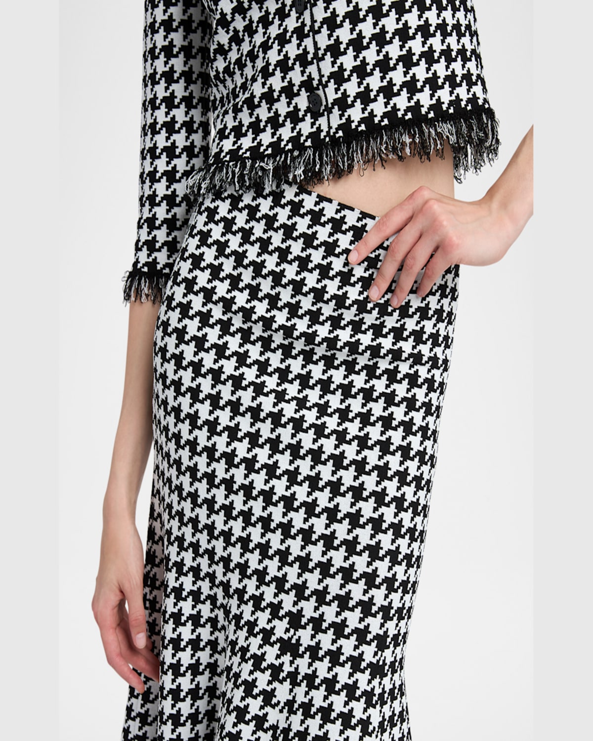 ALEXANDER MCQUEEN HOUNDSTOOTH FIT-&-FLARE MIDI SKIRT 