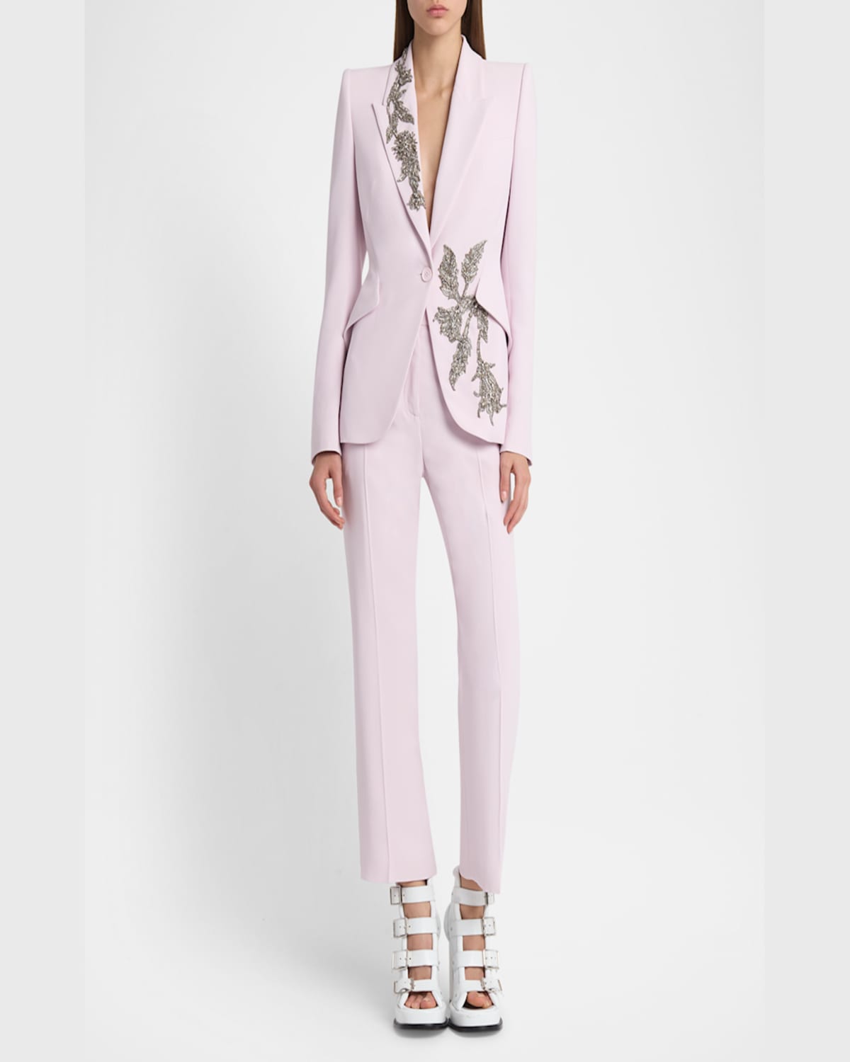 Alexander Mcqueen Mid-rise Cigarette Ankle Trousers In Mauve