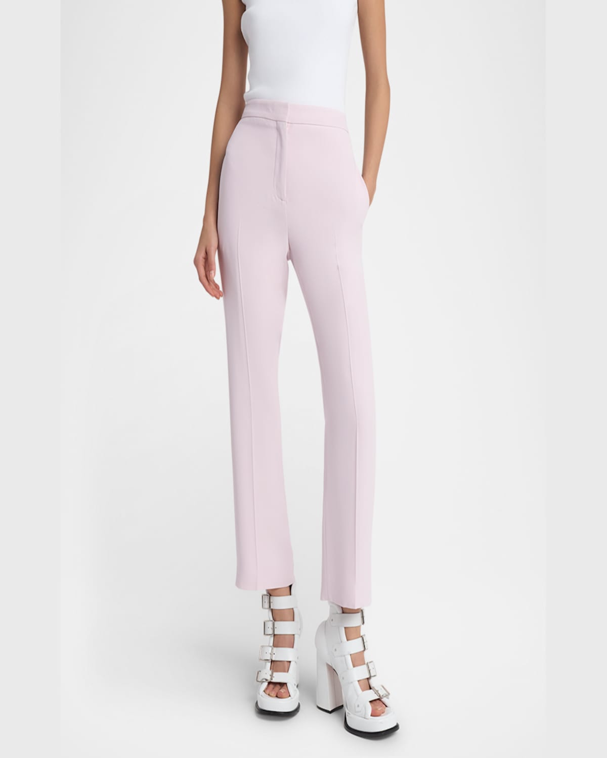 Alexander Mcqueen Mid-rise Cigarette Ankle Trousers In Mauve