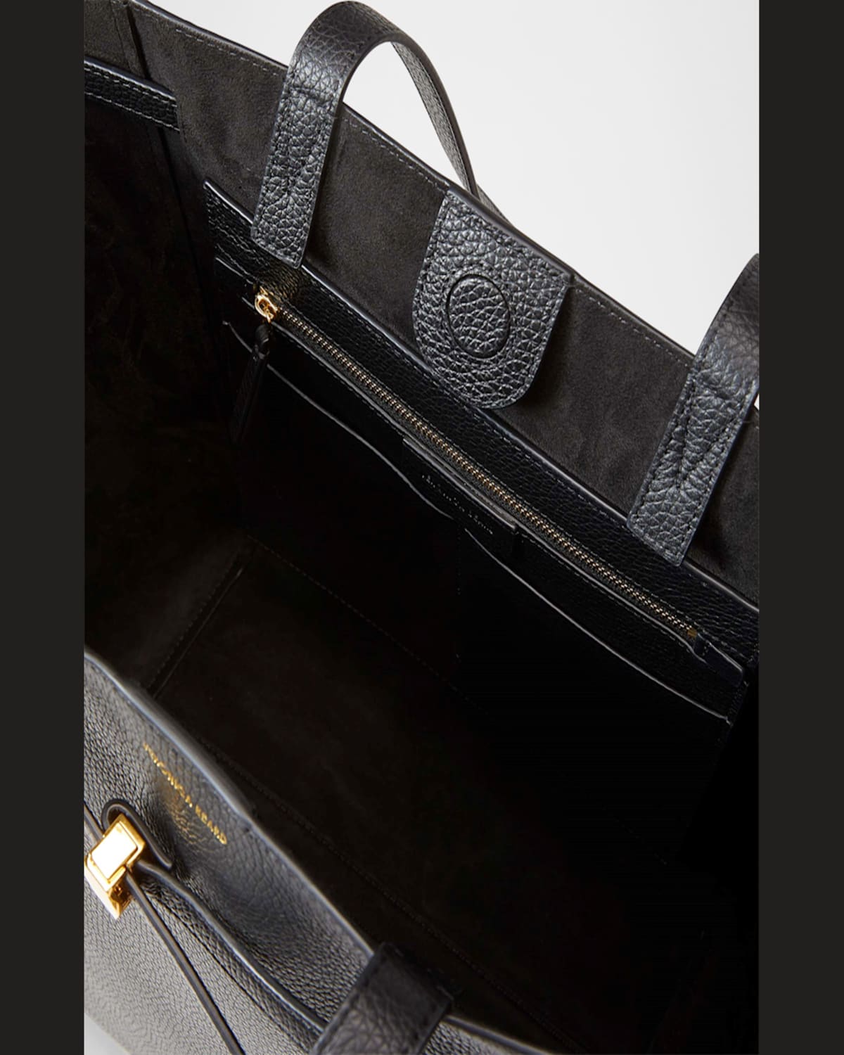 Shop Veronica Beard Dash Belt North-south Leather Tote Bag In Black