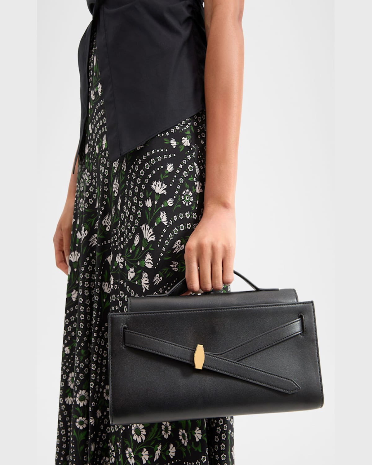 Veronica Beard Dash Belt Leather Clutch Bag In Black