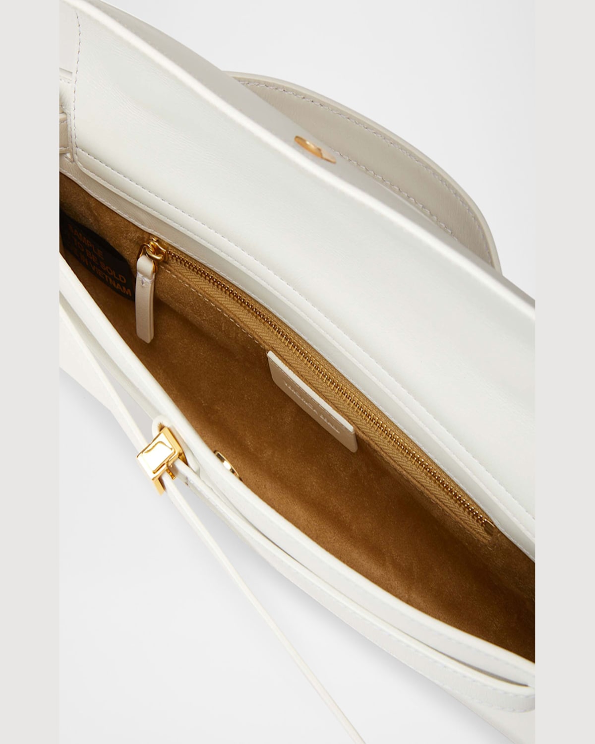 Veronica Beard Dash Belt Leather Clutch Bag In Off White