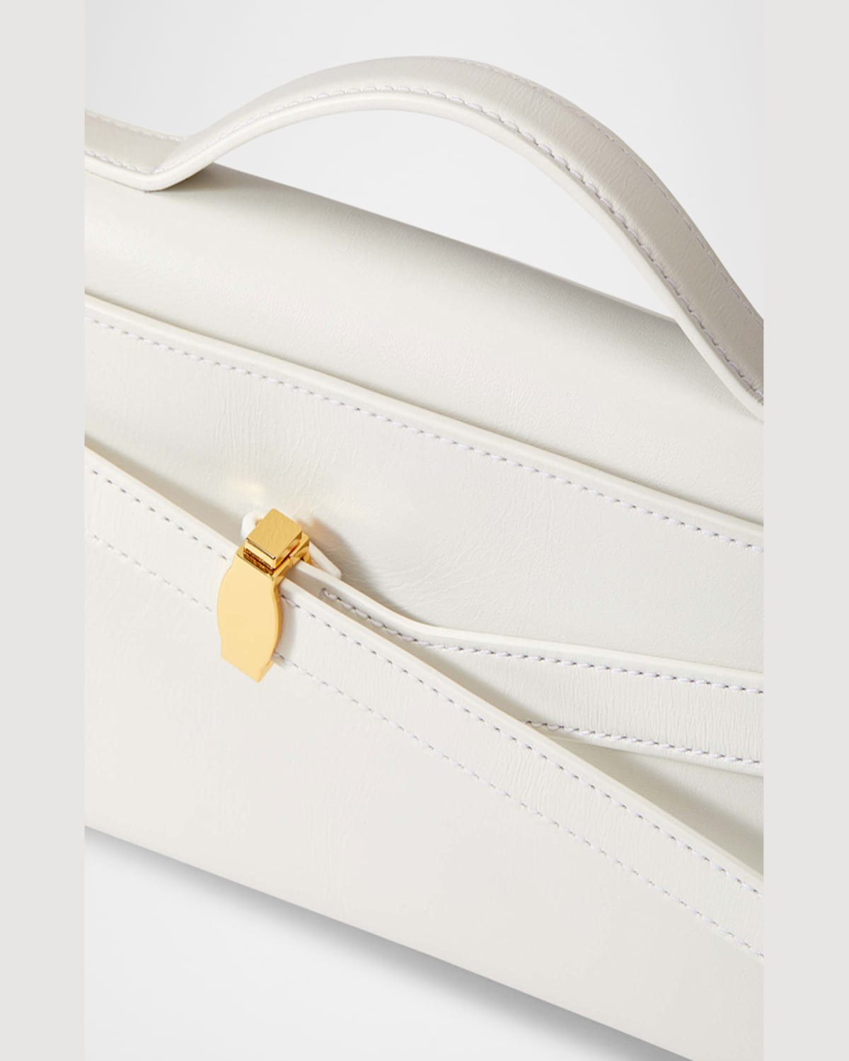 Veronica Beard Dash Belt Leather Clutch Bag In Off White