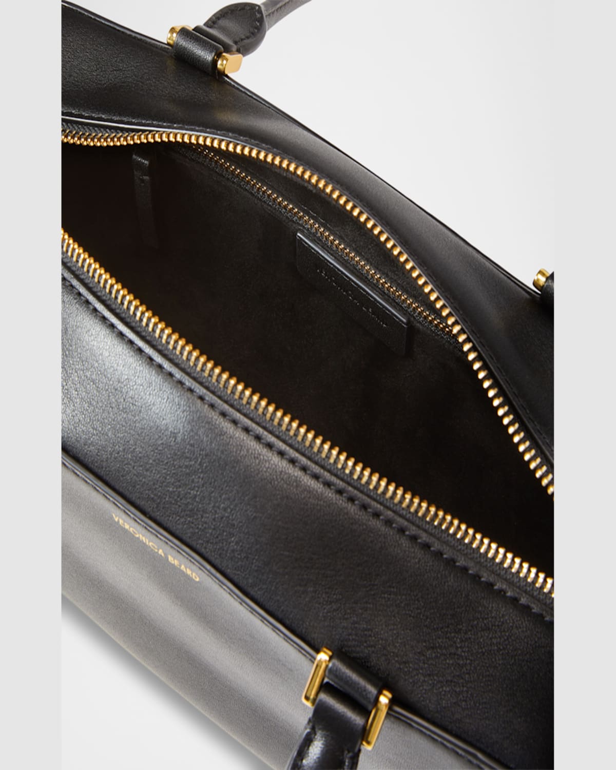 Shop Veronica Beard Boxy Leather Shoulder Bag In Black