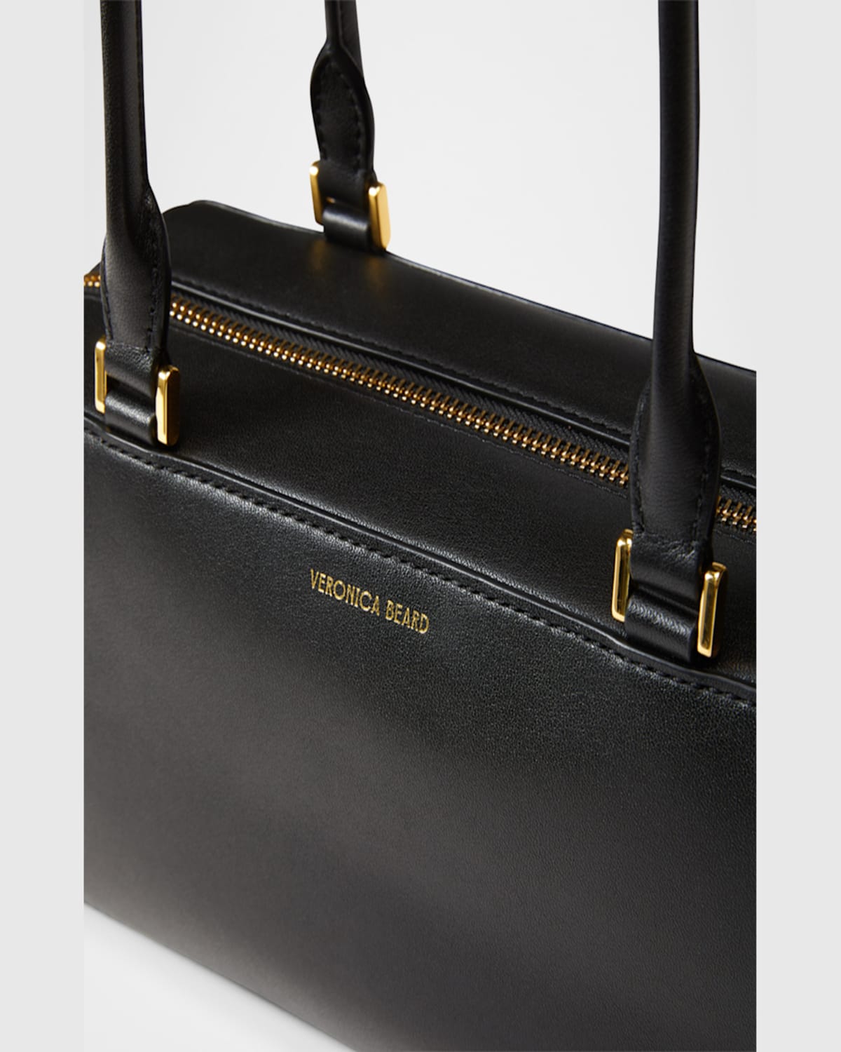 Shop Veronica Beard Boxy Leather Shoulder Bag In Black