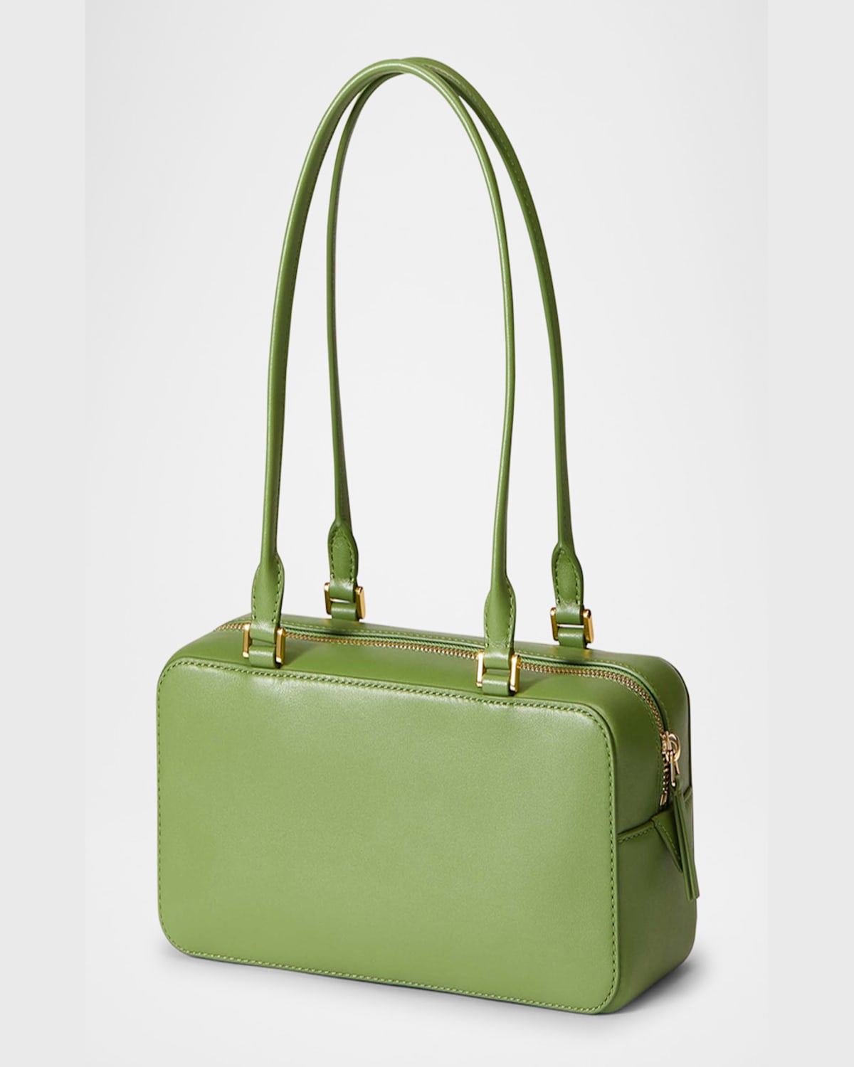 Shop Veronica Beard Boxy Leather Shoulder Bag In Black