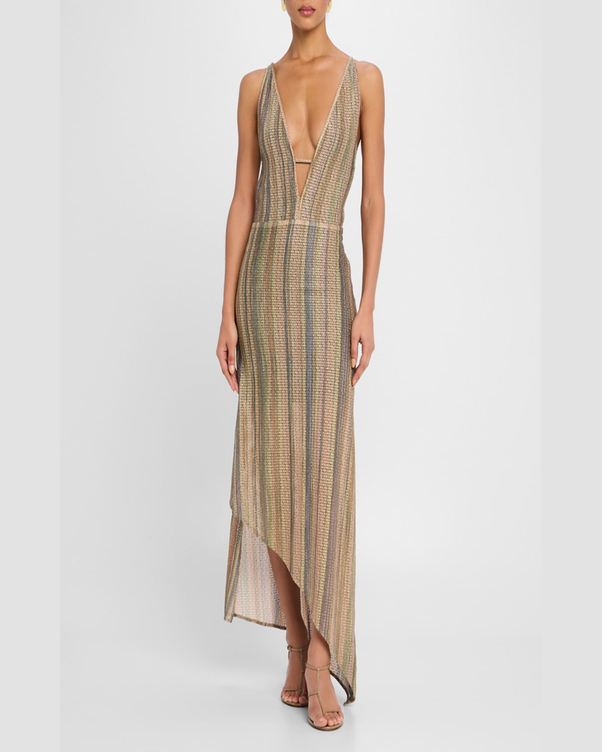 Iro Emman Plunge-neck Asymmetric Knit Dress In Multico