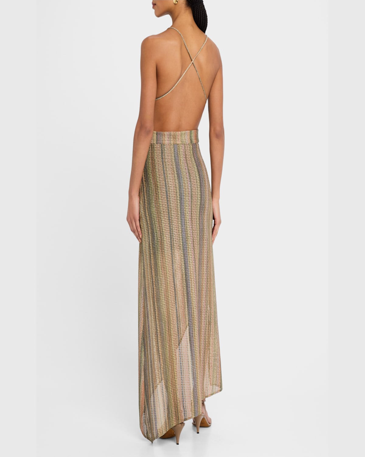 Iro Emman Plunge-neck Asymmetric Knit Dress In Multico