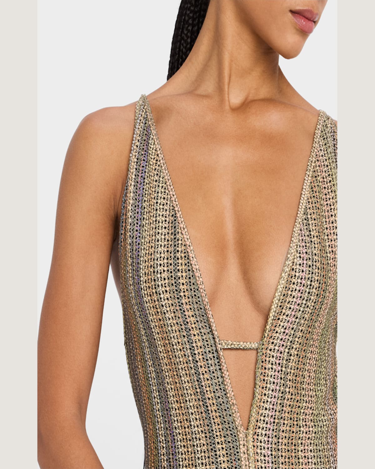 Iro Emman Plunge-neck Asymmetric Knit Dress In Multico