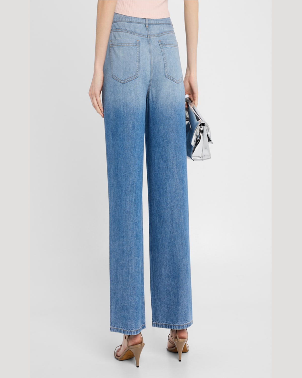 Iro Naiya Embellished Wide-leg Jeans In Blue Denim