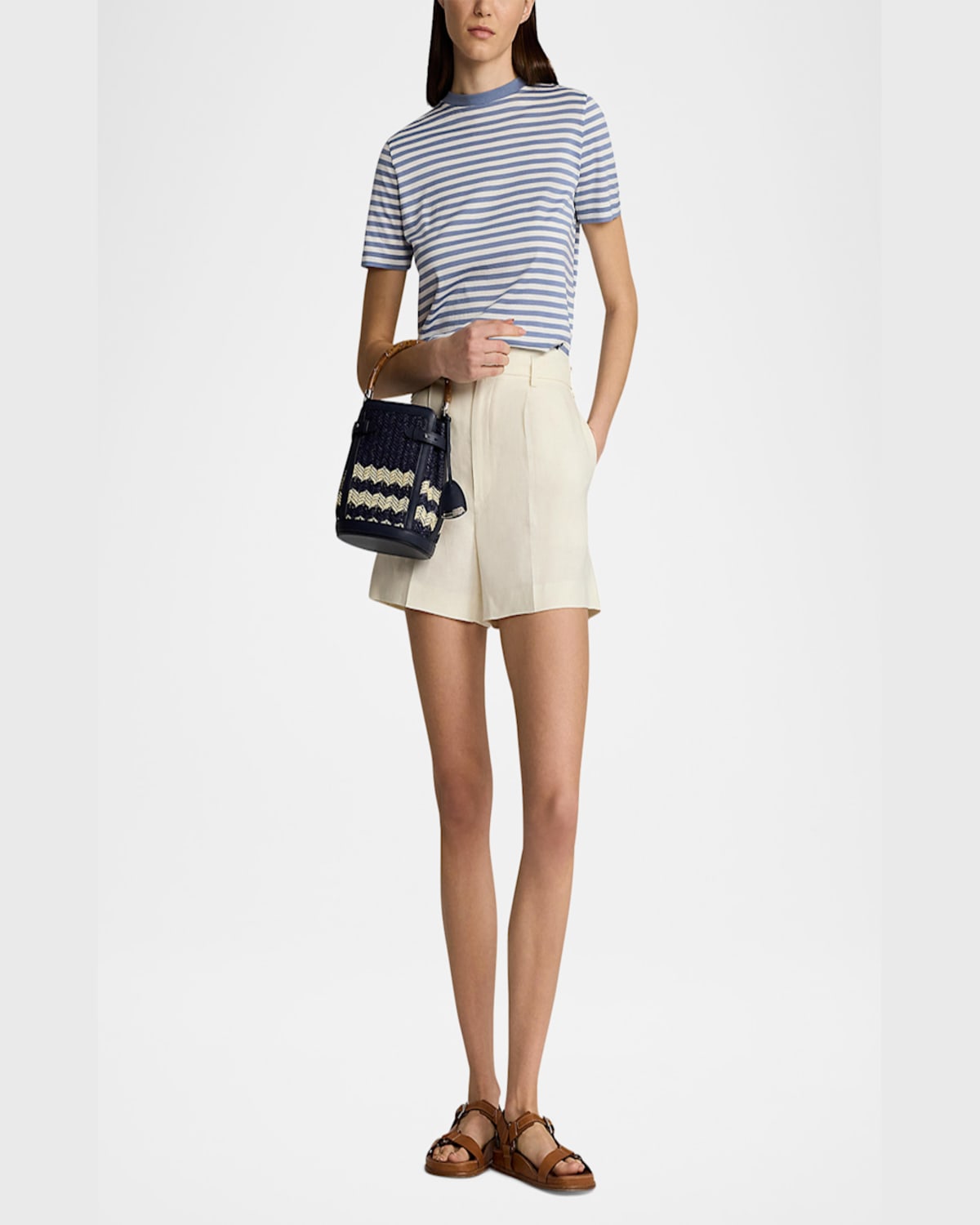 Ralph Lauren The Ralph Small Chevron Bucket Bag In Navy Mu