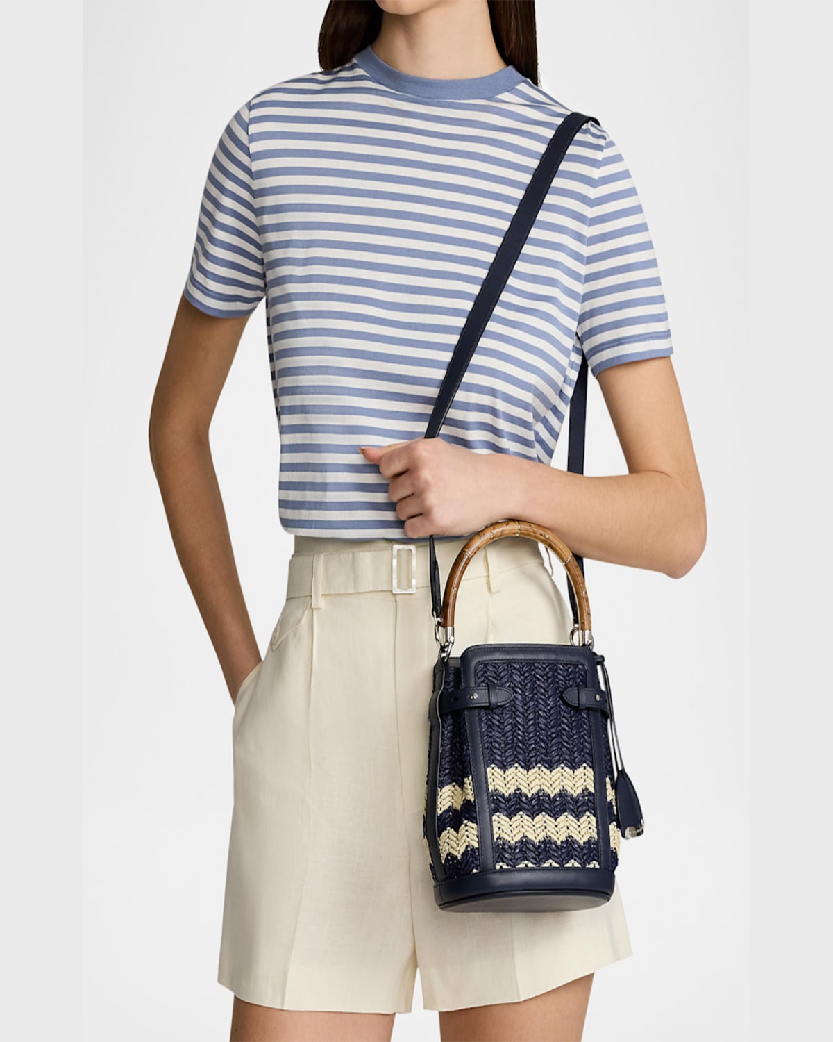 Ralph Lauren The Ralph Small Chevron Bucket Bag In Navy Mu